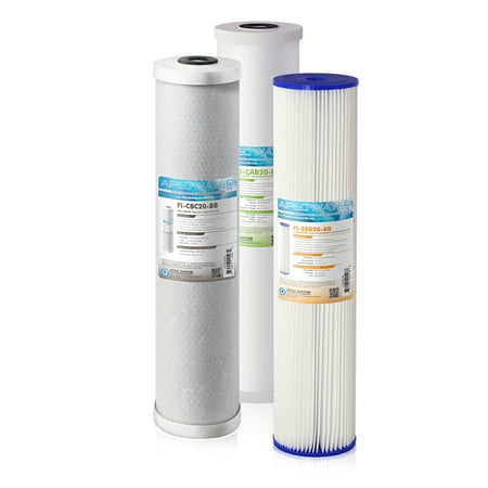 APEC 20 in. Whole House Sediment, GAC Carbon and Carbon Block Replacement Water Filter Set (FILTER-SET-CB3-CBC-20BB)