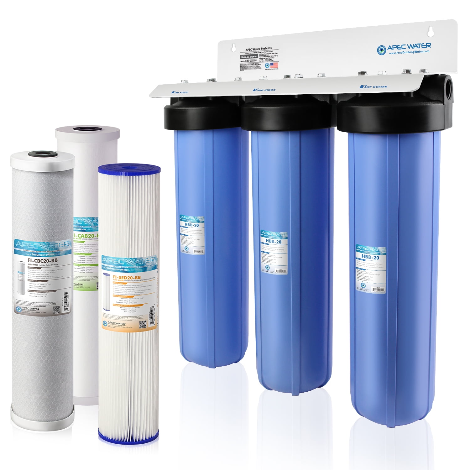 Blue 3-Stage Whole House Water Filtration System
