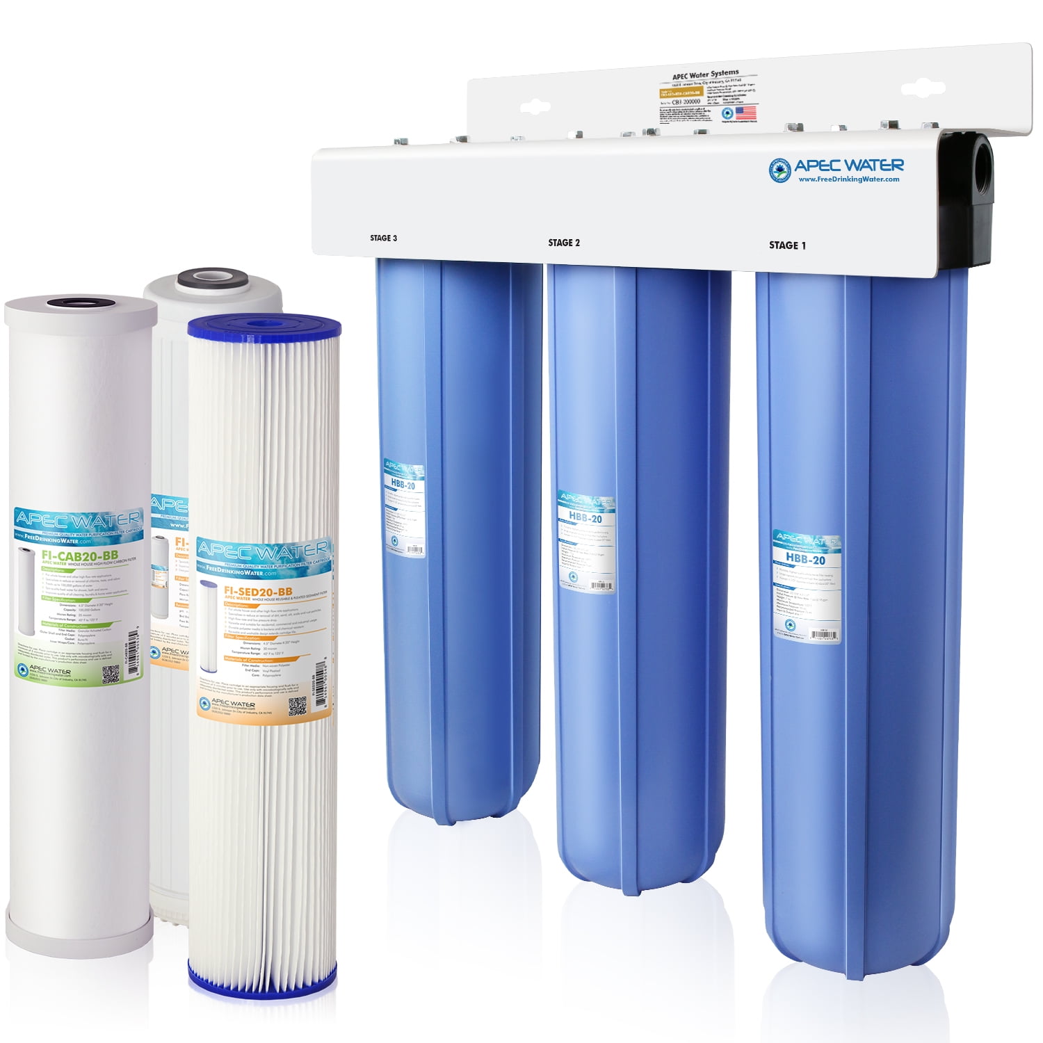 APEC 3-Stage Blue Whole House Water Filter System
