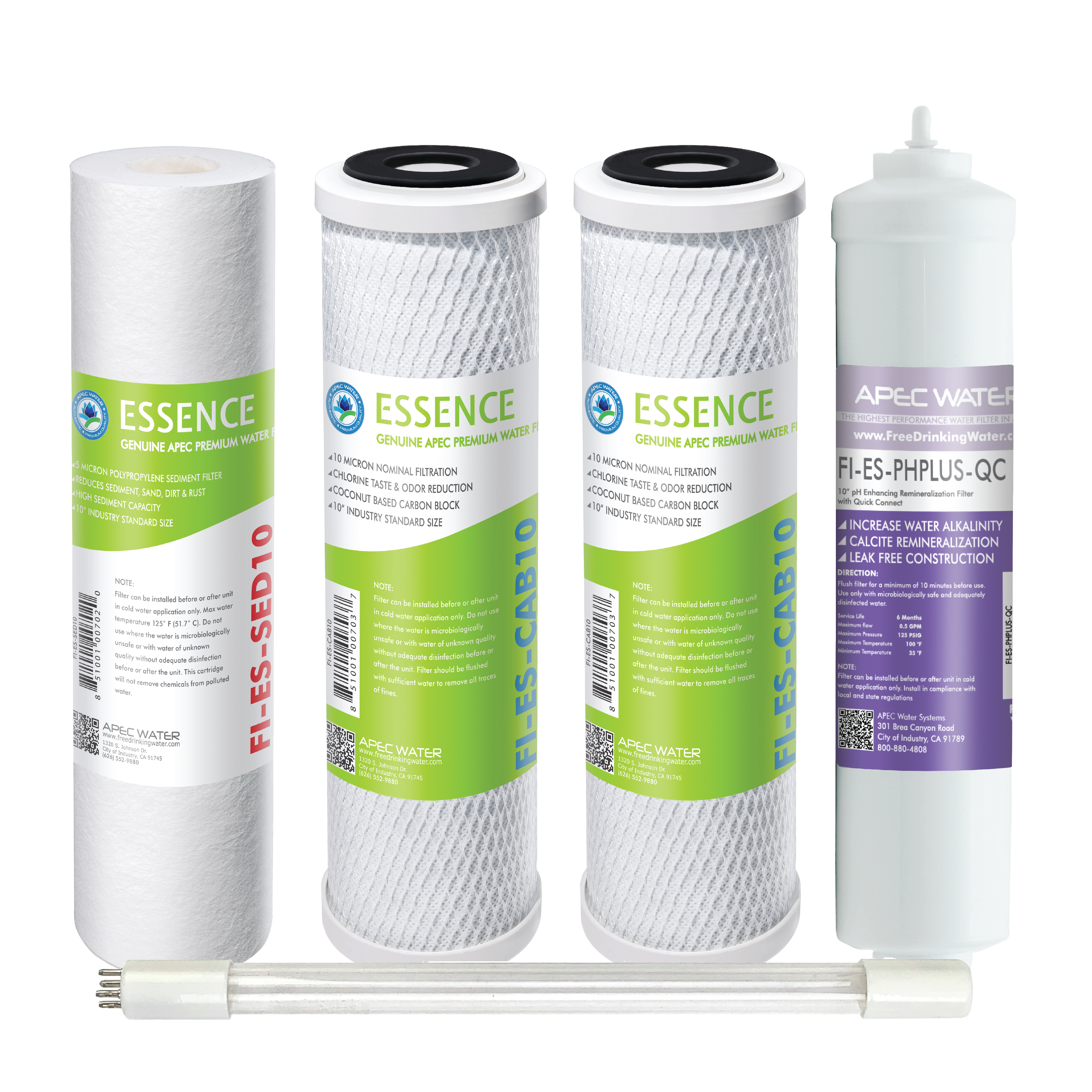 APEC 75 GPD High Capacity Pre-Filter Set For ESSENCE ROES-PHUV75 Reverse Osmosis Systems Stages 1-3, 5 And 7 (FILTER-SET-ESPHUV-SSV2 ) - image 1 of 9