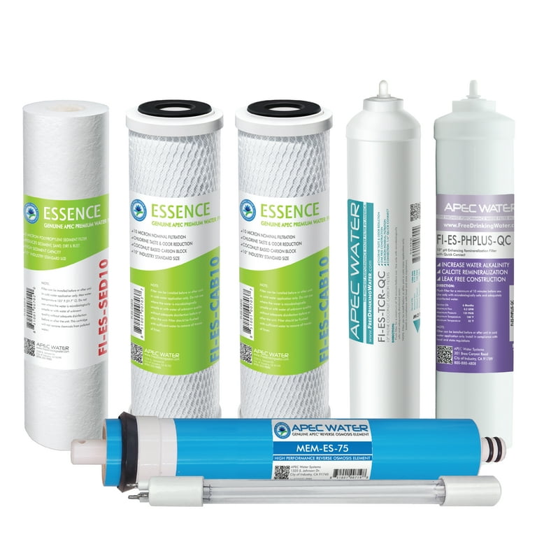 Essence Complete Replacement Filter Set for ROES-PHUV75 pH Enhanced UV Sanitizing 7-Stages RO Water System Essence Complete Replacement Filter Set for ROES-PHUV75 pH Enhanced UV Sanitizing 7-Stages RO Water System