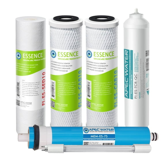 APEC Essence Complete Replacement Filter Set for ROES-UV75-SS 75 GPD UV Sanitizing 6-Stages Reverse Osmosis Water System (FILTER-MAX-ESUV-SS)