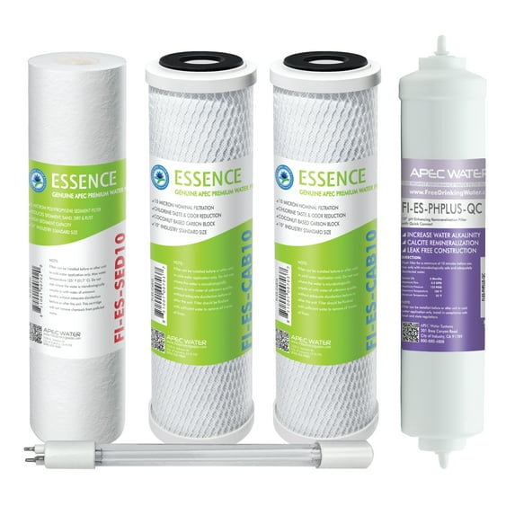 APEC Essence Replacement Pre-Filter Set with Alkaline and UV Sanitation for ROES-PHUV75 Revere Osmosis System Stage 1-3, 5&7 (FILTER-SET-ESPHUV-SS)