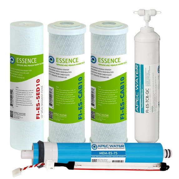 APEC FILTER-MAX-ESUV 75 GPD Complete Replacement Filter Set For ESSENCE Series UV Reverse Osmosis Water Filter System