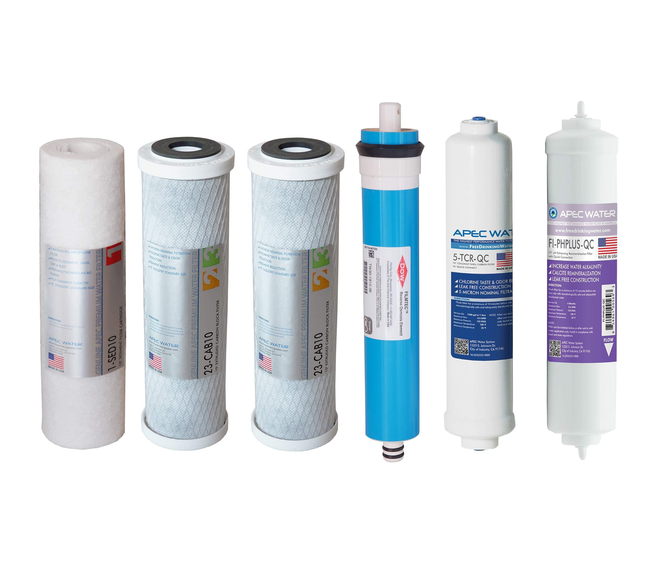 APEC 90 GPD Complete Replacement Filter Set for Alkaline Reverse Osmosis Systems