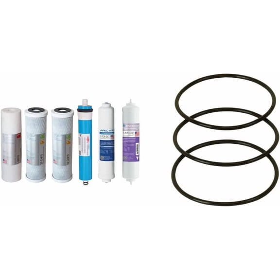 APEC FILTER-MAX-PH US MADE 90 GPD Complete Replacement Set & Set 3 Pcs 3.5" O.D. Replacement O-Ring for Reverse Osmosis Water Filter Housings, Black