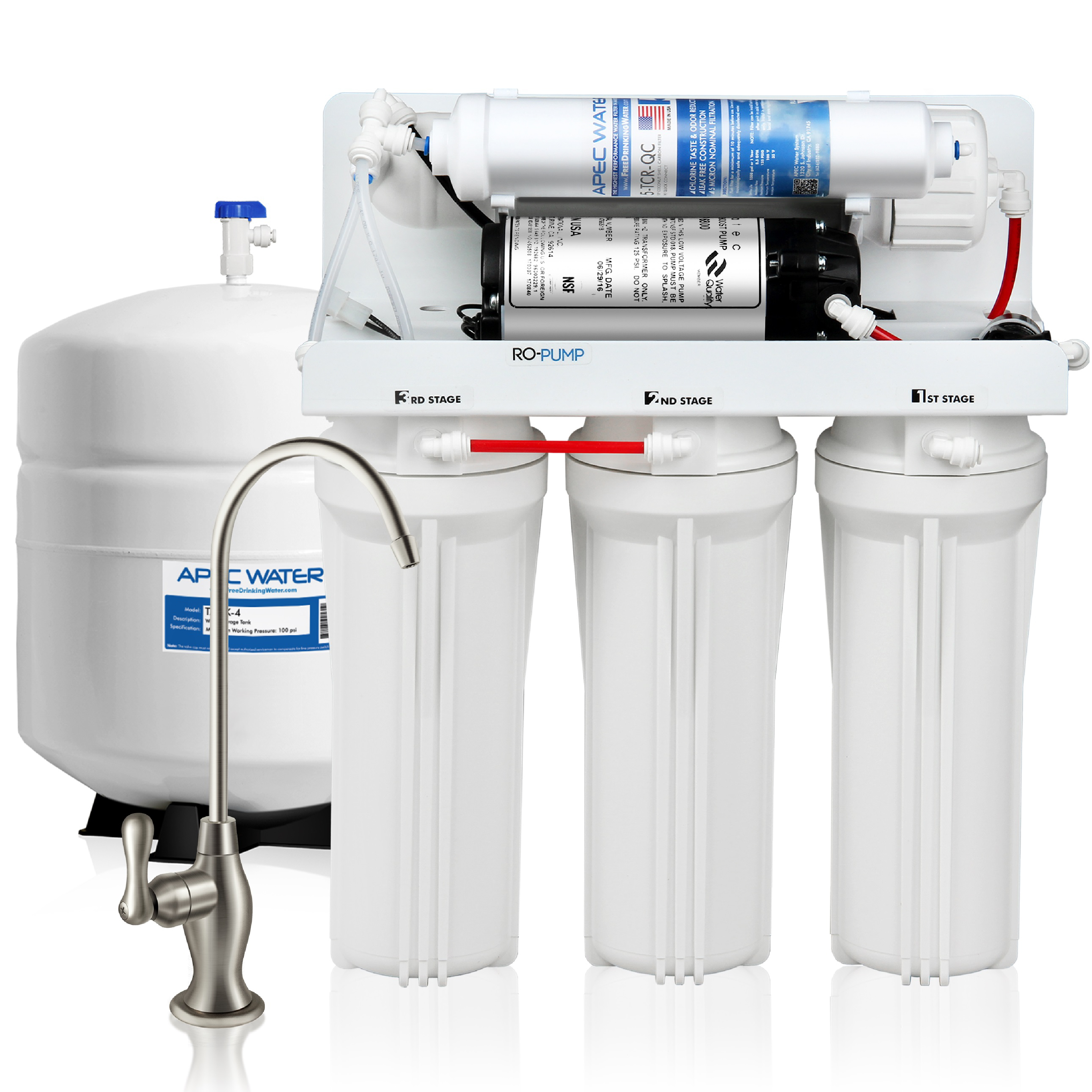 APEC Ultimate Reverse Osmosis Drinking Water Filtration System with Booster Pump for Very Low Pressure Homes (RO-PUMP) - image 1 of 12