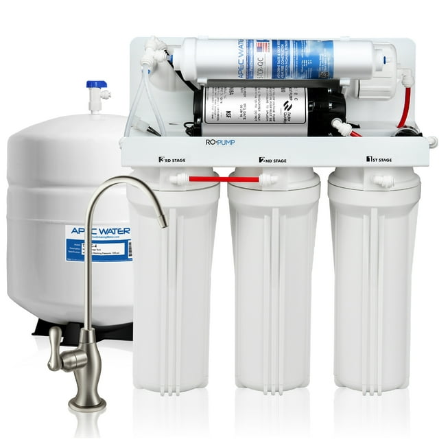 APEC Ultimate Reverse Osmosis Drinking Water Filtration System with Booster Pump for Very Low Pressure Homes (RO-PUMP)