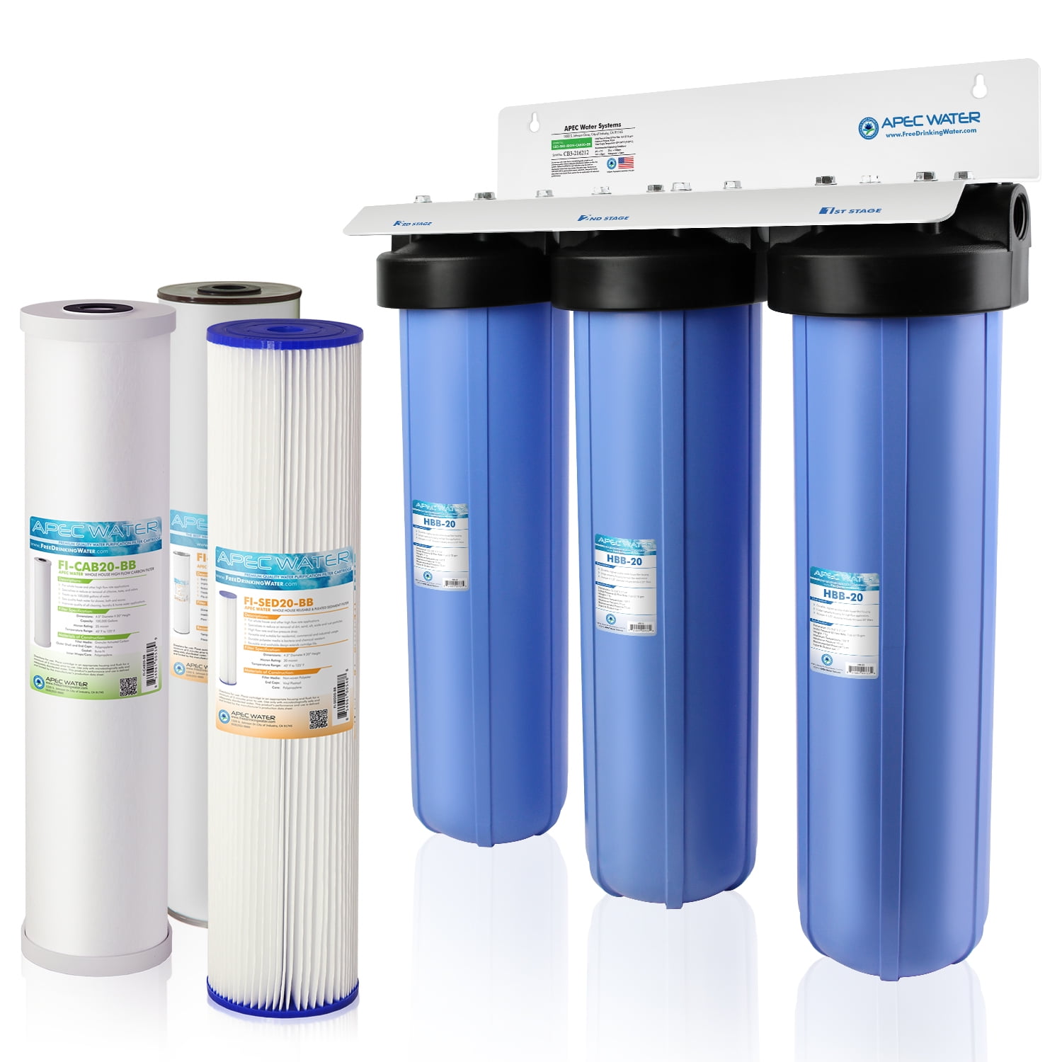 APEC 3-Stage Blue Whole House Water Filtration System
