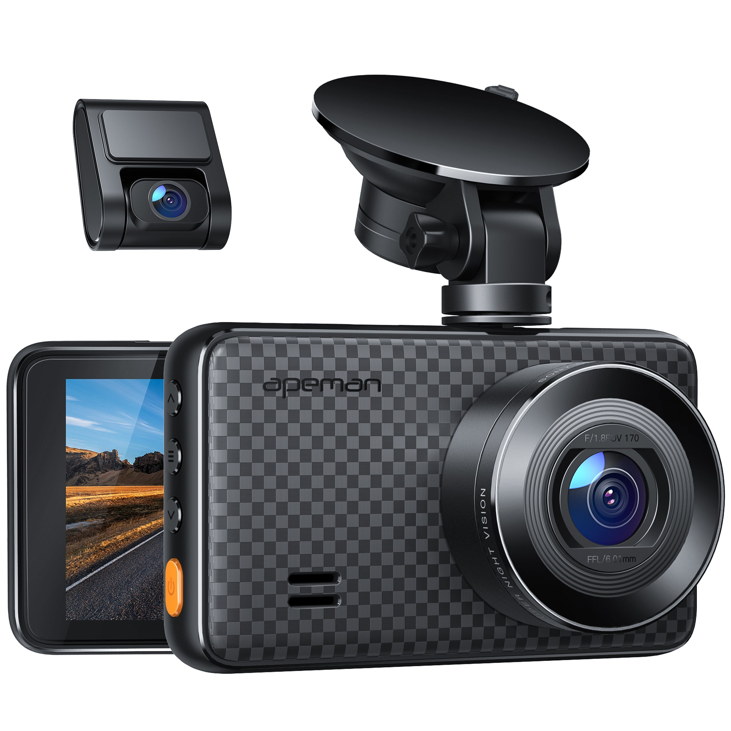 Apeman 1440P&1080P Dual Dash Cam, 1520p Max, Front and Rear Camera for Cars with 3 inch IPS Screen, Support 128gb, Driving Recorder with IR Sensor