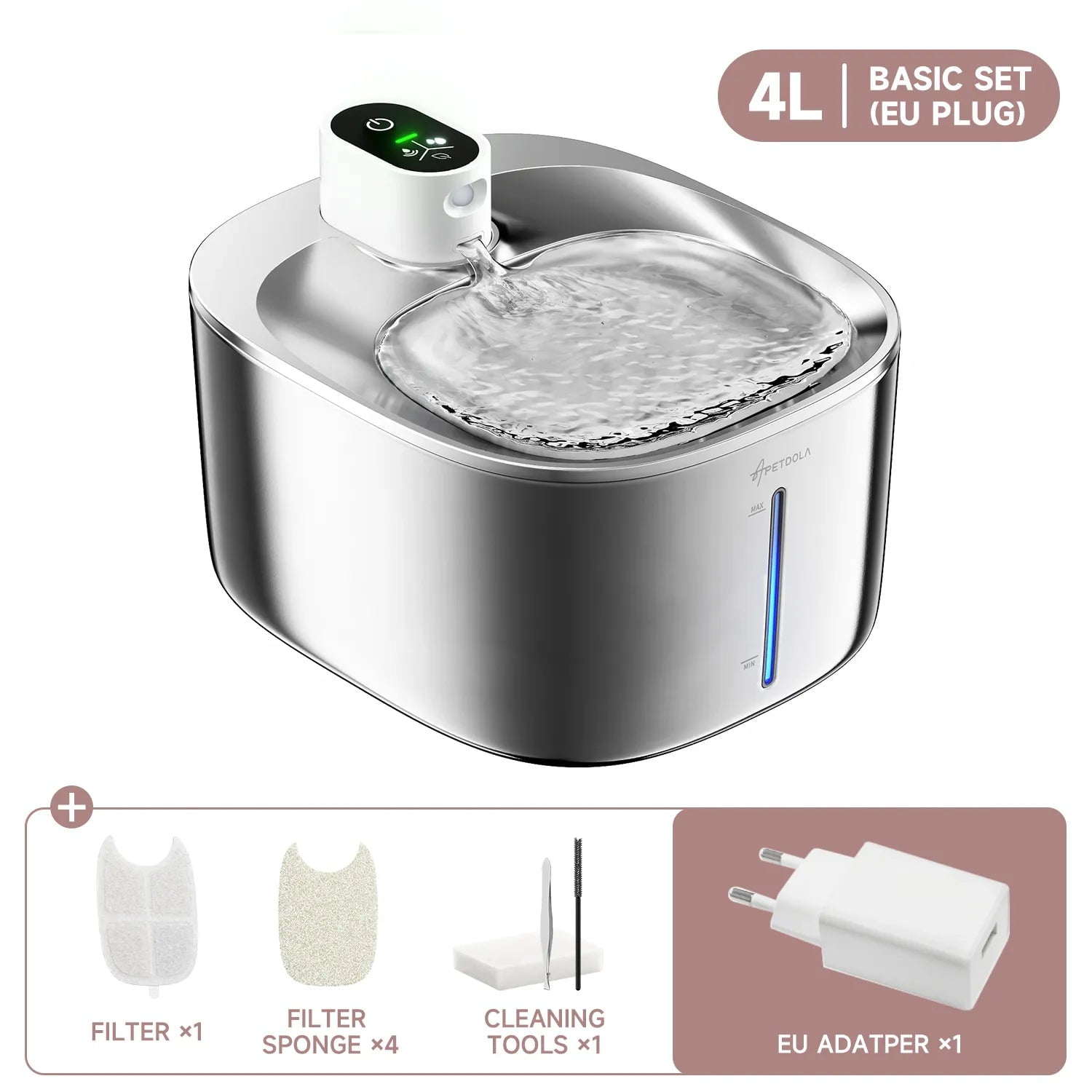 APETDOLA 4L Wireless Cat Water Fountain Auto Sensor Drinking Fountain
