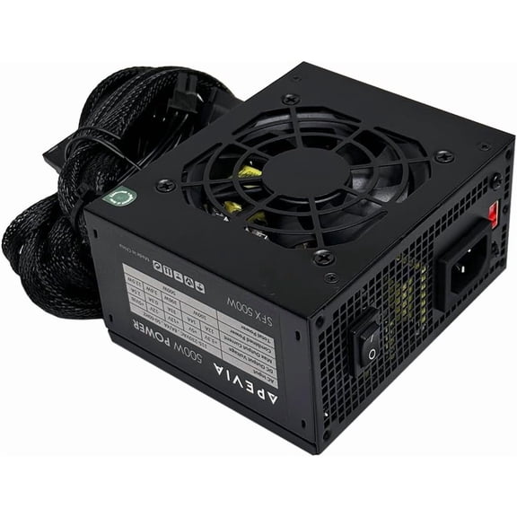 APEVIA PS-SFX500W 500W SFX Power Supply Unit, Compact PSU for Mini ITX, Micro ATX, and Small Form Factor PC Builds