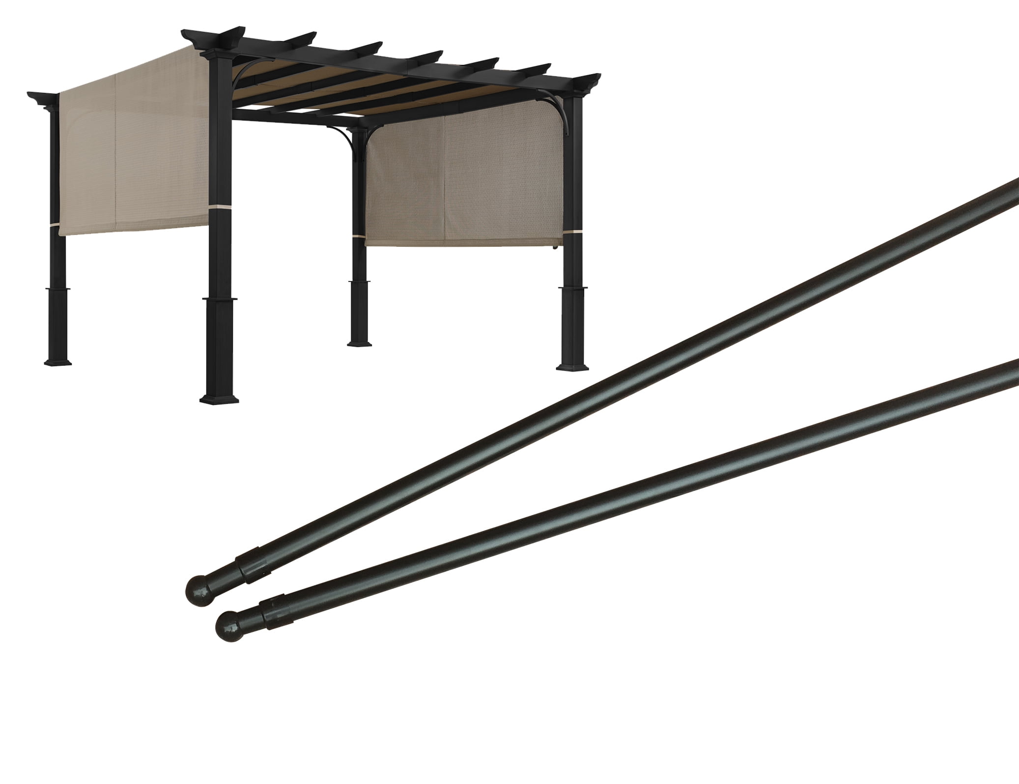 Adjustable Black Steel Weight Rods for Pergola Canopy