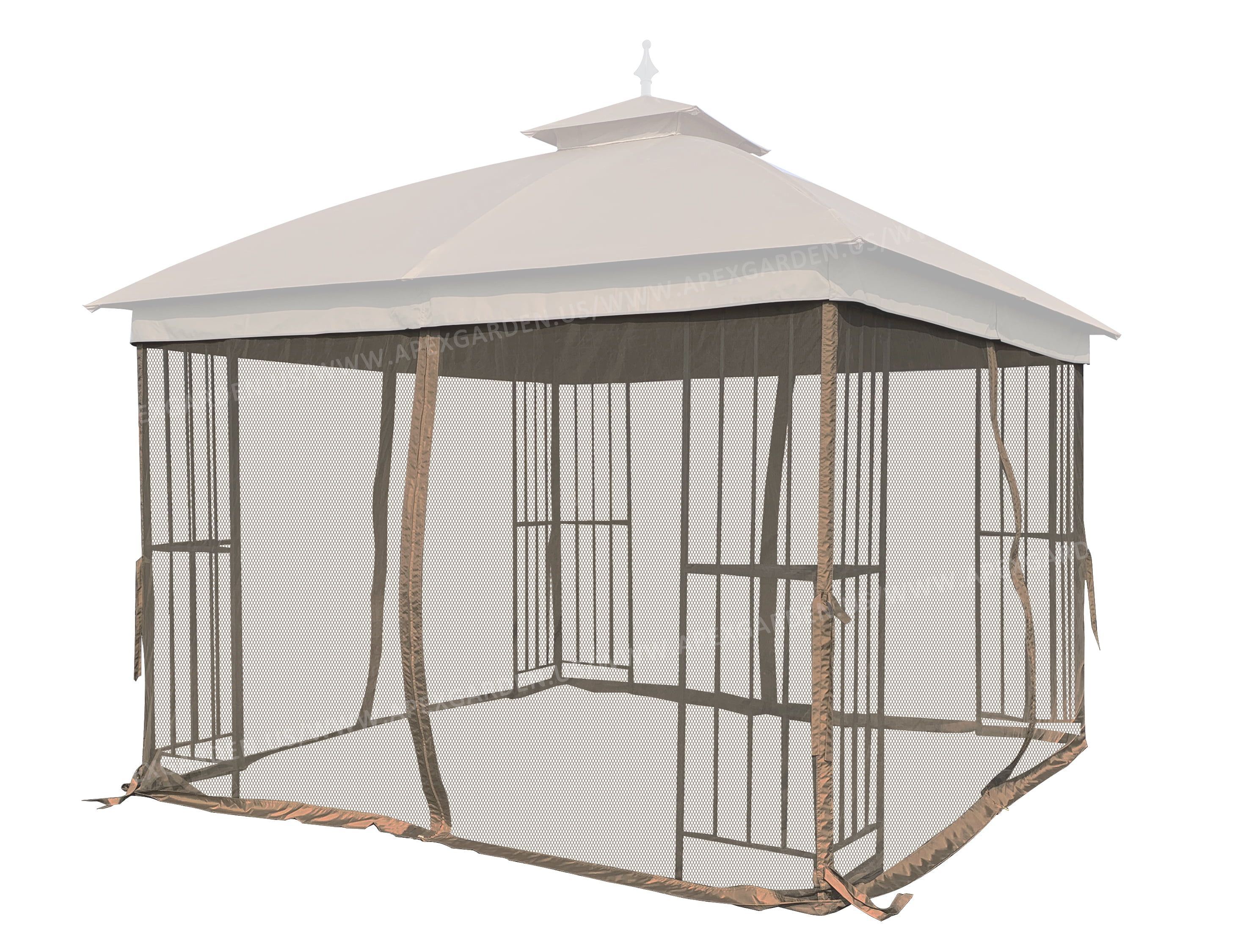 Tan 10' x 10' Gazebo Replacement Mosquito Netting with Zippers