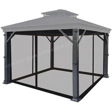10x10 Foot Mosquito Net For Gazebo Replacement - Black Polyester Mesh Bug Screen Outdoor Protection