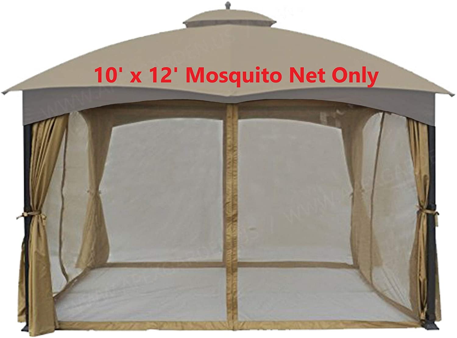 Beige Weather-Resistant Polyester Mosquito Netting for 10' x 12' Gazebo
