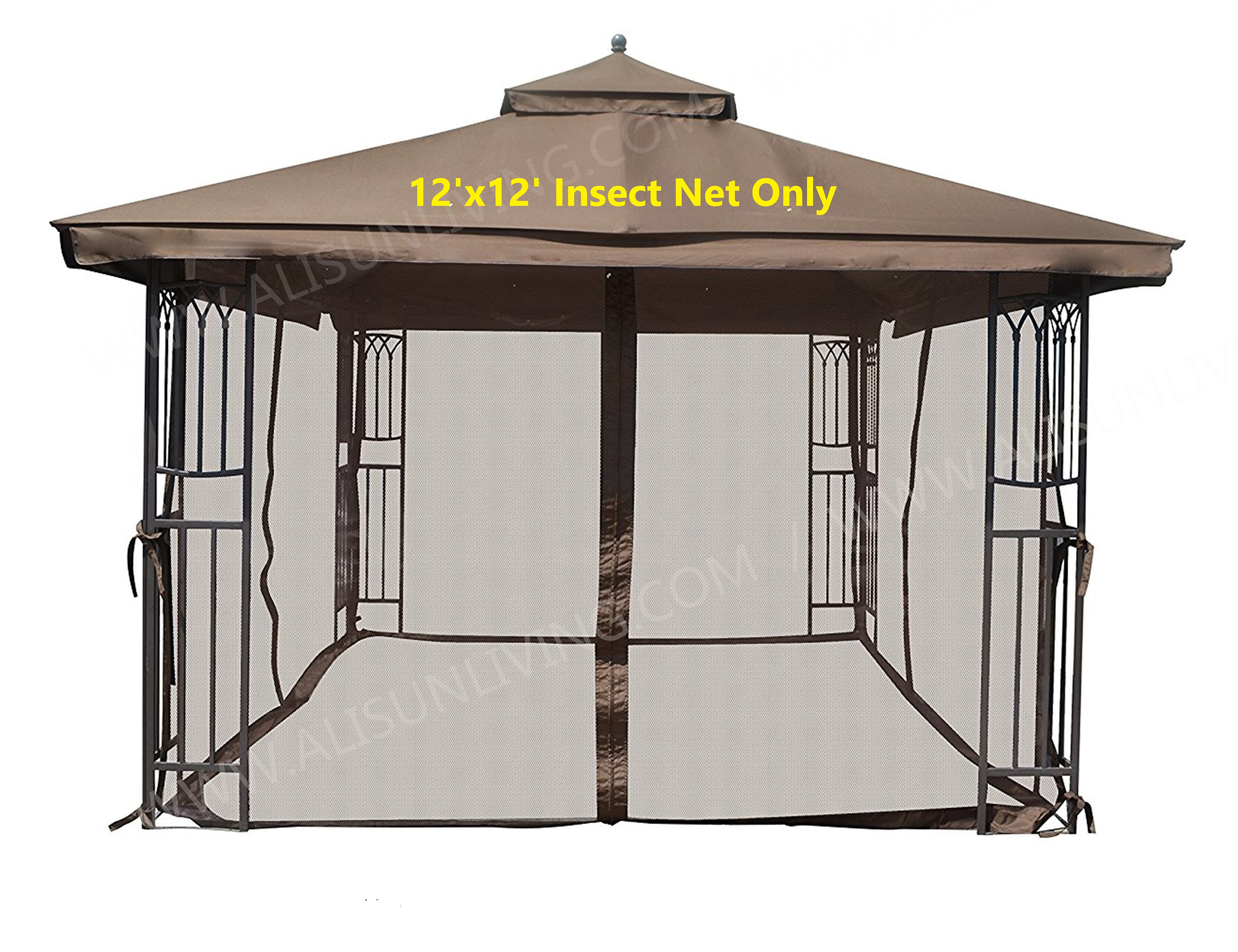 12 ft. x 12 ft. Black Gazebo Replacement Mosquito Netting