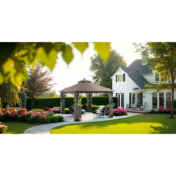 APEX GARDEN RosaBella 10' x 12' Gazebo with Mosquito Net