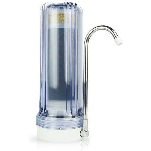 APEX MR-1030 Countertop Water Filter, 3 Stage GAC Calcite KDF-55 Water Filter for Sink, Easy Install Faucet Water Filter - Reduces Heavy Metals, Bad Taste and Up to 99% of Chlorine - Clear
