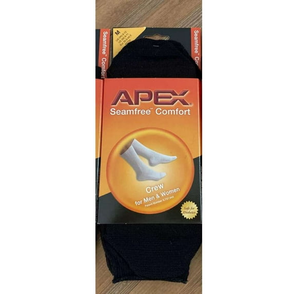 APEX Seamfree Comfort X-Wide Crew for Men & Women,(Size: M) Black