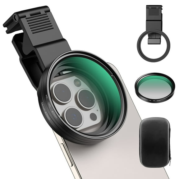 APEXE 67mm CPL Polarizing Filter for iPhone - Cellphone Polarizing Lens Attachment with Universal Clip, Reduces Reflections Compatible with iPhone 16/15/14/13 Pro Max, Samsung Galaxy