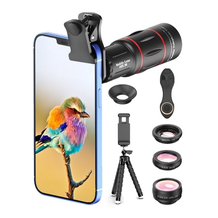 APEXEL 4 in 1 Monocular Phone Lens Kit 18X Telescope Fisheye Wide Angle Macro Lens