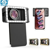 APEXEL 4K HD 2in1 15X Phone Macro Lens With LED Fill Light Photography Lens for iPhone Samsung