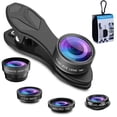 thumbnail image 1 of APEXEL 5 in 1 Fish Eye+Macro& Wide Angle Lens+CPL Filter+2X Telephoto Phone Camera Lens Kit, 1 of 6
