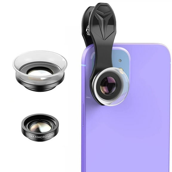 APEXEL Phone Lens 2 in 1 Clip-on 12X Macro + 24X Super Macro Lens Kit for Smartphones