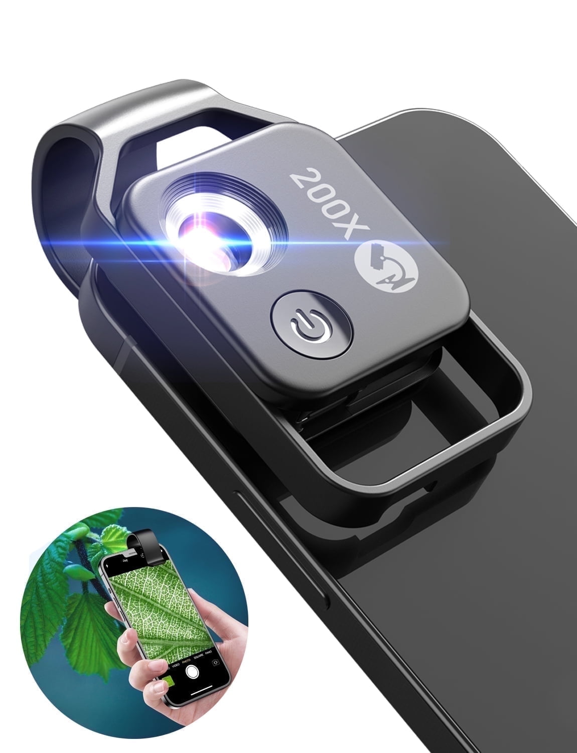 APEXEL Phone Microscope with CPL Lens/LED Light, Nano Zoom 200X Pocket Microscope Camera Attachment with Universal Clip for Most iPhone/Andriod Phone