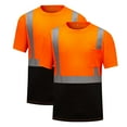 thumbnail image 1 of APEXFWDT 2 Pack High Visibility Shirts for Men Safety T Shirts with Reflective Strips Short Sleeve Hi Vis Construction Work Shirt，L,Orange, 1 of 7