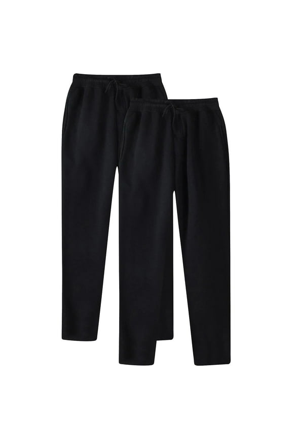 APEXFWDT 2 Pack Mens Active Fleece Sweatpant Basic Running Athletic Drawstring Workout Sweat Pants Open Bottom Casual Sweatpants Size S-3XL