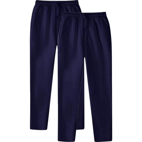APEXFWDT 2 Pack Mens Active Fleece Sweatpant Basic Running Athletic Drawstring Workout Sweat Pants Open Bottom Casual Sweatpants Size S-3XL
