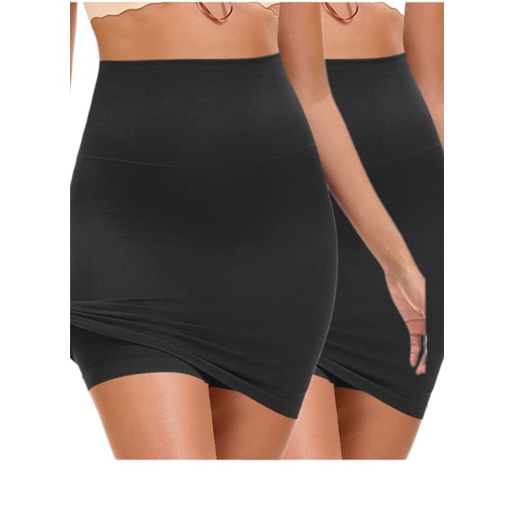 APEXFWDT 2 Pack Women's High Waist Half Slip Skort Built In Shorts Stretch Underskirt for Under Dresses