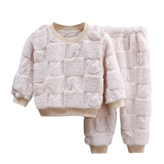 APEXFWDT 2 Piece Toddler Boys Girls' Winter Fleece Pajama Set Warm Fuzzy Soft Matching Sleepwear Set Button up Tops+Pants Outfits