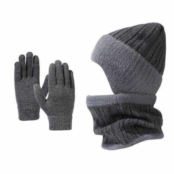 APEXFWDT 2 in 1 Beanie Hat and Gloves for Men Women Winter Fleece Lined Earflap Skull Cap Neck Warmer Gloves Sports Gift Set