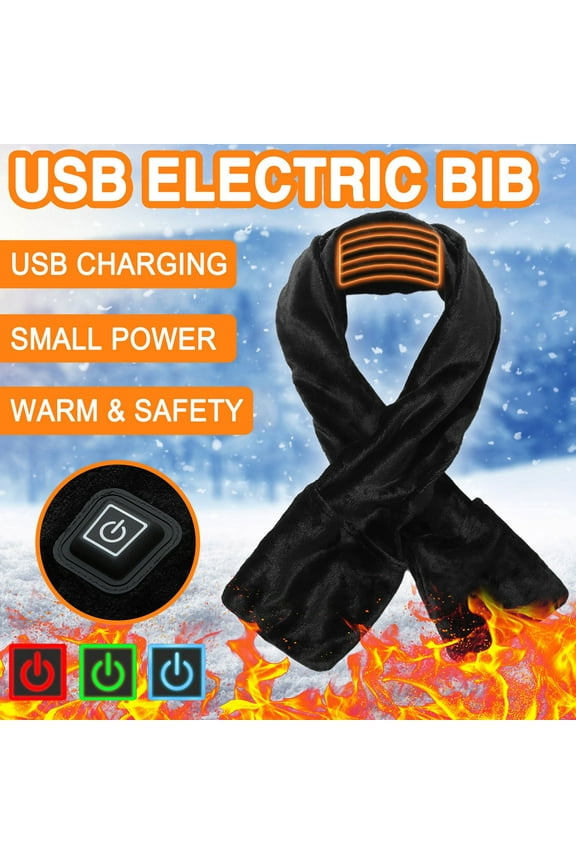 APEXFWDT Upgraded Heated Scarf for Men/Women Three Temp settings USB Heated Shawl Scarf Wrap Warming Scarf Neckwear with Pockets ,No Power Bank