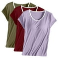 thumbnail image 1 of APEXFWDT 3 Pack Womens Tops Summer Casual Short Sleeve T Shirts with Built in Bra Basic Solid Yoga Athletic Tees Shirts Pajama Top, 1 of 2