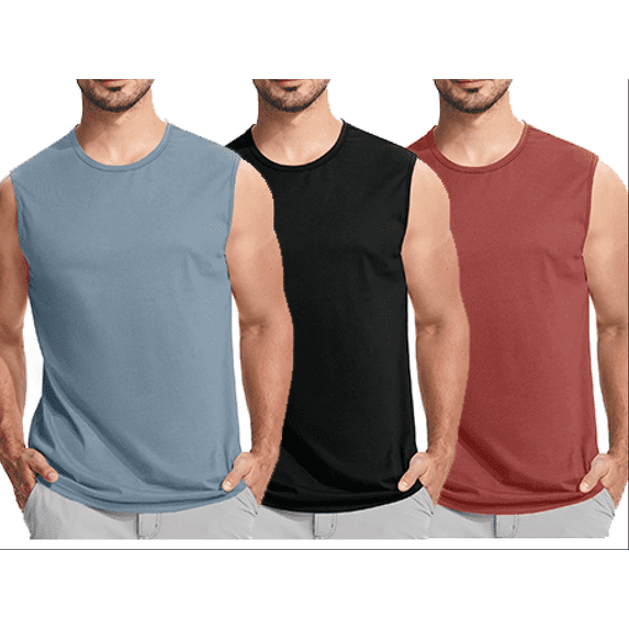 APEXFWDT 3PC Mens Summer Tank Tops Gym Sleeveless Muscle T Shirts for Men Fitness Workout Athletic Stretchy Shirt Casual Big and Tall S-4XL