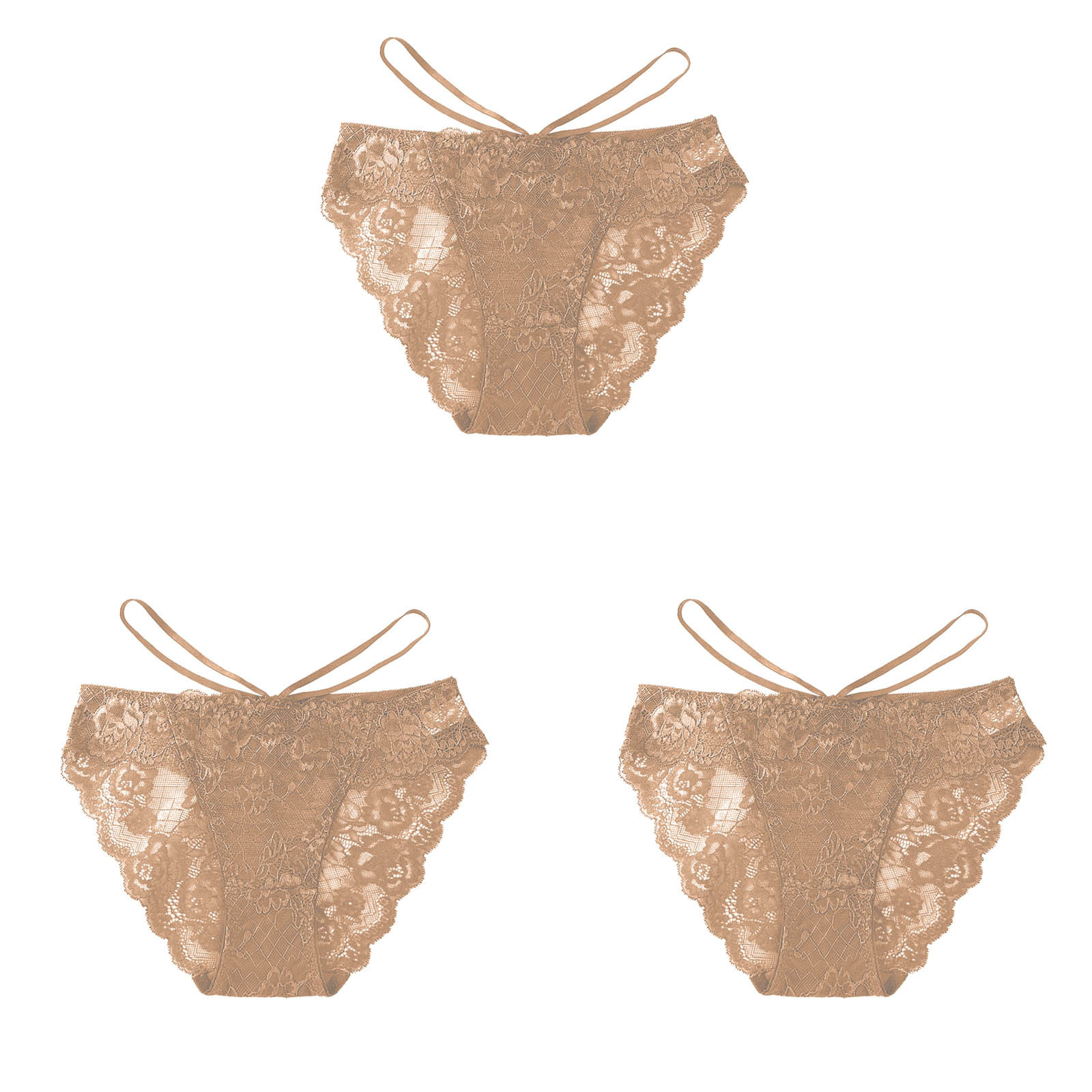 APEXFWDT 3PC Women Lace Underwear Sexy Breathable Hipster Panties