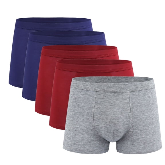 APEXFWDT 5 Pack Men's Boxer Shorts - Assorted Colors Elastic Waist Underwear | 4-Way Stretch Fabric L-4XL