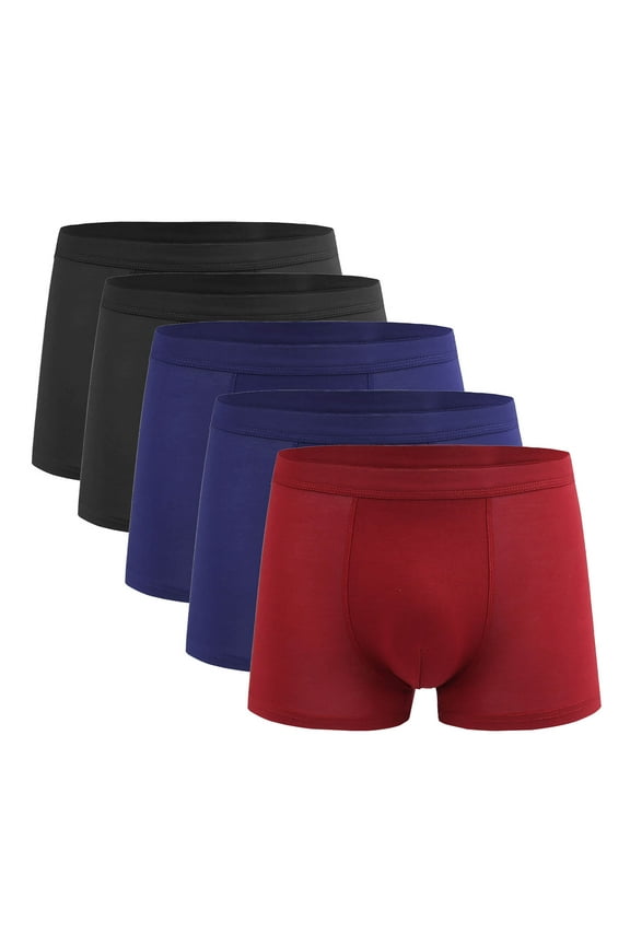 5 Pack Men's Boxer Shorts - Assorted Colors Elastic Waist Underwear | 4-Way Stretch Fabric L-4XL