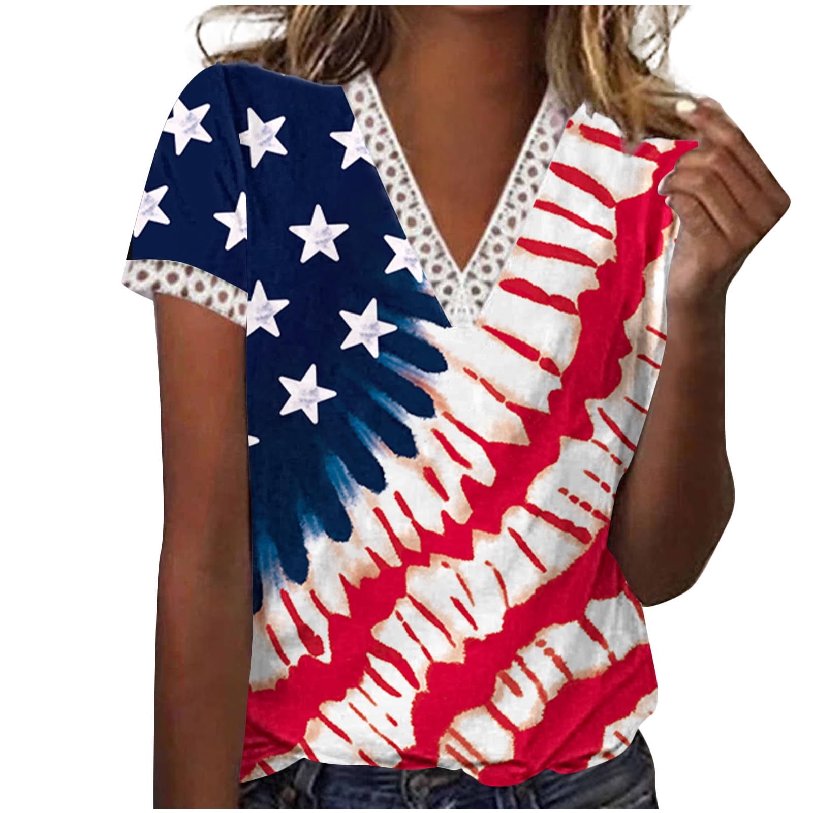 APEXFWDT American Flag Shirt Women Patriotic T-Shirt 4th of July ...