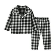 APEXFWDT Baby Christmas Flannel Pajama Set Boys & Girls Button Down Plaid Casual Pjs Set Sleepwear Family Christmas Pajamas Matching Sets