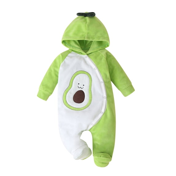 APEXFWDT Baby Girls Boys Bodysuit Clothes Cute Long Sleeve Button Hooded Avocado Romper Jumpsuits Spring Fall Cute Playsuit