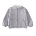 thumbnail image 1 of BFHHYA Baby Toddler Fleece Jacket Zip-Up Stand Collar Long Sleeve Warm Casual Layering Jacket for Kid Tween 2-15 Years, 1 of 3