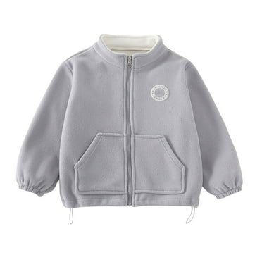 BFHHYA Baby Toddler Fleece Jacket Zip-Up Stand Collar Long Sleeve Warm Casual Layering Jacket for Kid Tween 2-15 Years