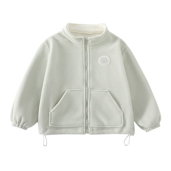 BFHHYA Baby Toddler Fleece Jacket Zip-Up Stand Collar Long Sleeve Warm Casual Layering Jacket for Kid Tween 2-15 Years