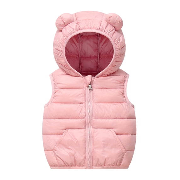 BFHHYA Baby Toddler Puffer Hooded Vest with Ears - Zip-Up Lightweight Sleeveless Warm Winter Coat Outerwear with Pockets (1-6 Years)