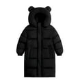 thumbnail image 1 of BFHHYA Baby Toddler Puffer Long Jacket Girls Boys Stand Collar Bear Ear Hooded Coat Zip-Up Warm Winter Outerwear with Pockets (2-12 Years), 1 of 9